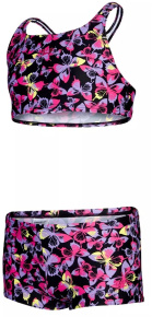 Speedo Printed Boyleg 2 Piece Girl Black/Rose/Miami Lilac Speedo Printed Boyleg 2 Piece Girl Black/Rose/Miami Lilac
