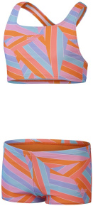 Speedo Allover 2 piece Boyleg Short Girls Orange/Blue Speedo Allover 2 piece Boyleg Short Girls Orange/Blue