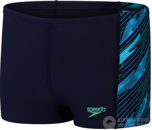 Speedo Hyperboom Panel Aquashort Boy True Navy/Harlequin Green/Picton Green