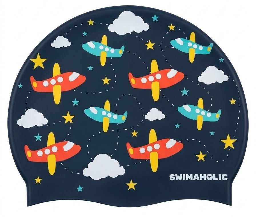 Cuffia da nuoto per bambini Swimaholic Planes Clasic Cap Junior
