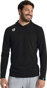 Arena Team Unisex Hooded Long Sleeve T-shirt Panel Black